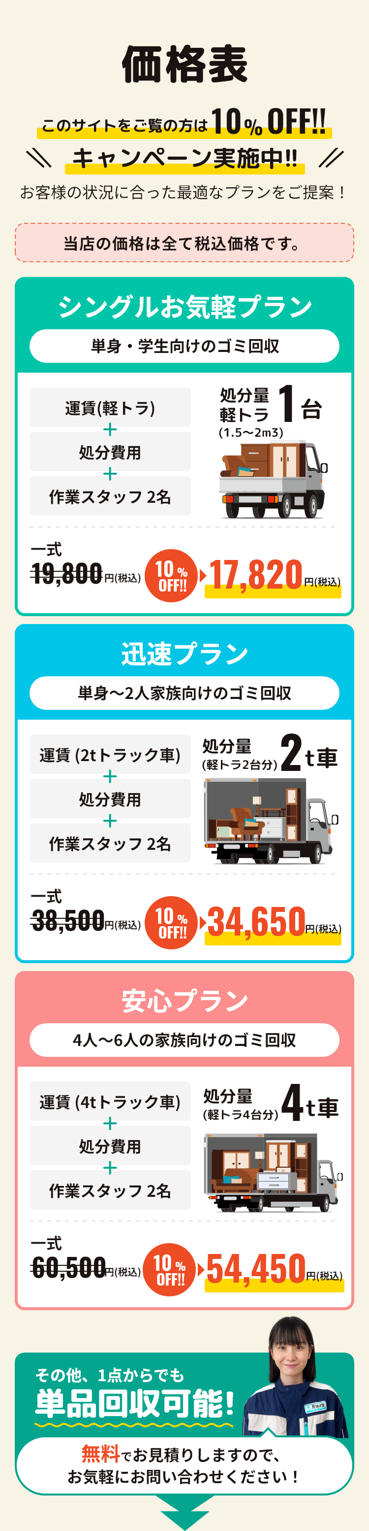 当店の価格は全て税込価格です